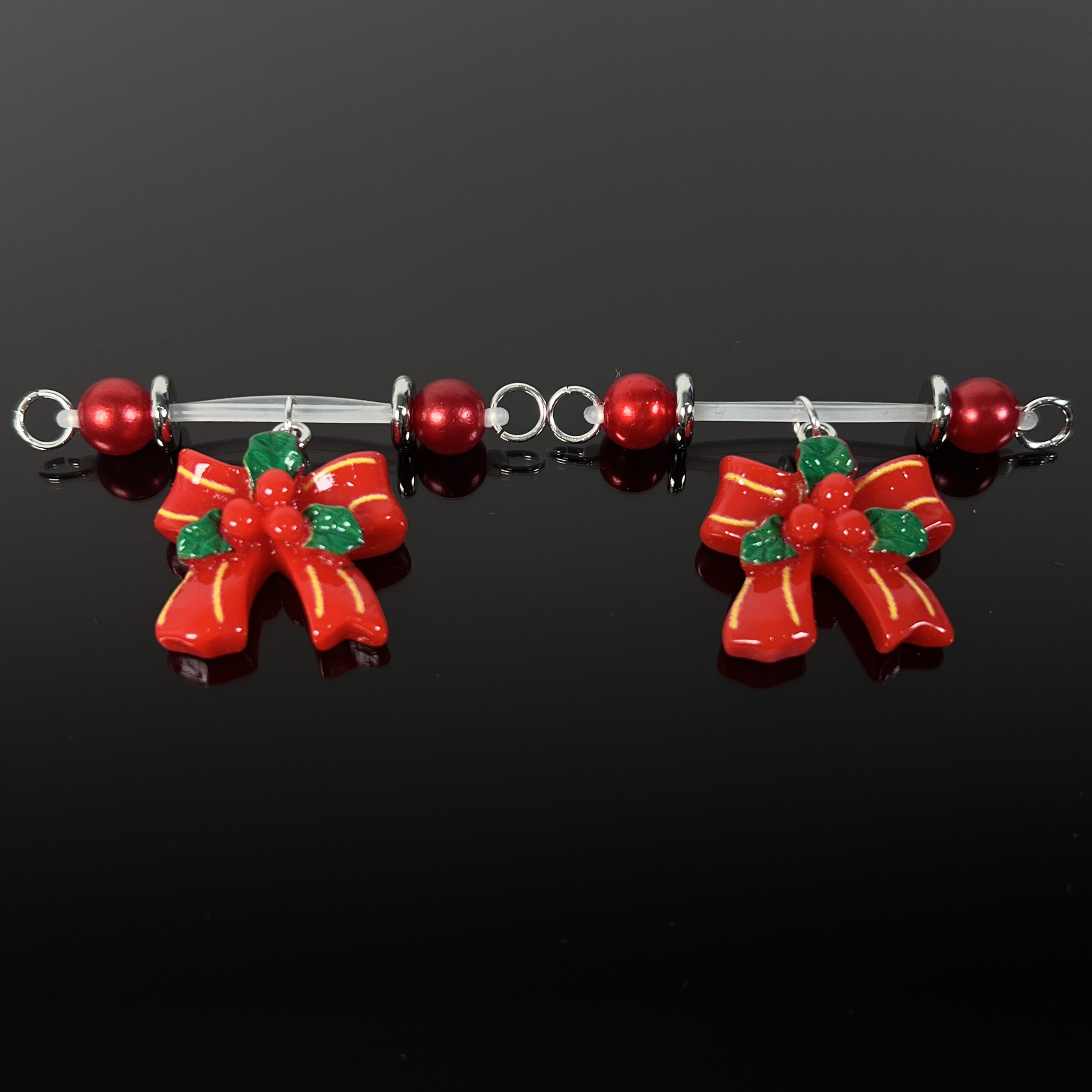 Red Kiss Bow Charm Clips