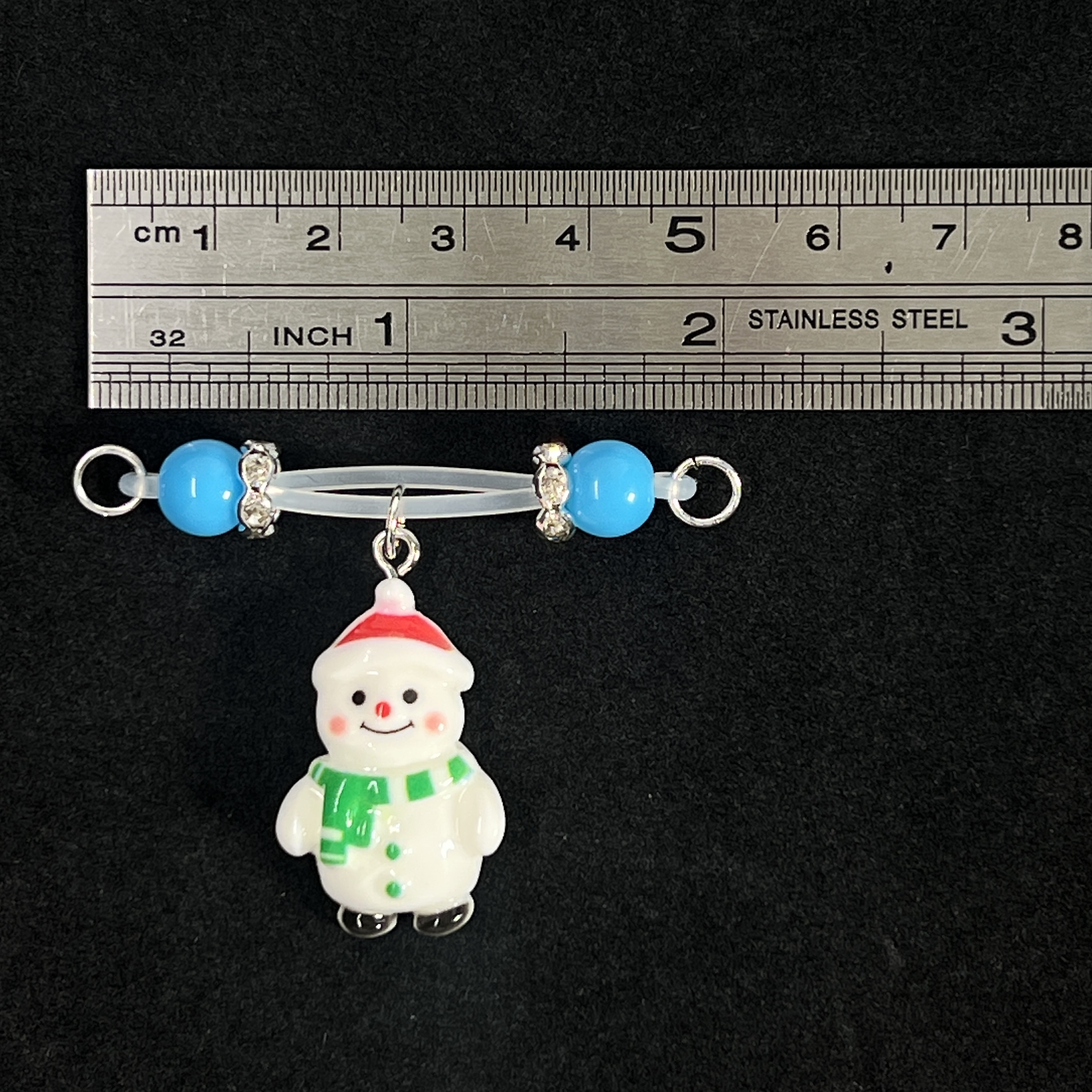 Snowman Blue Bead Nipple Clips