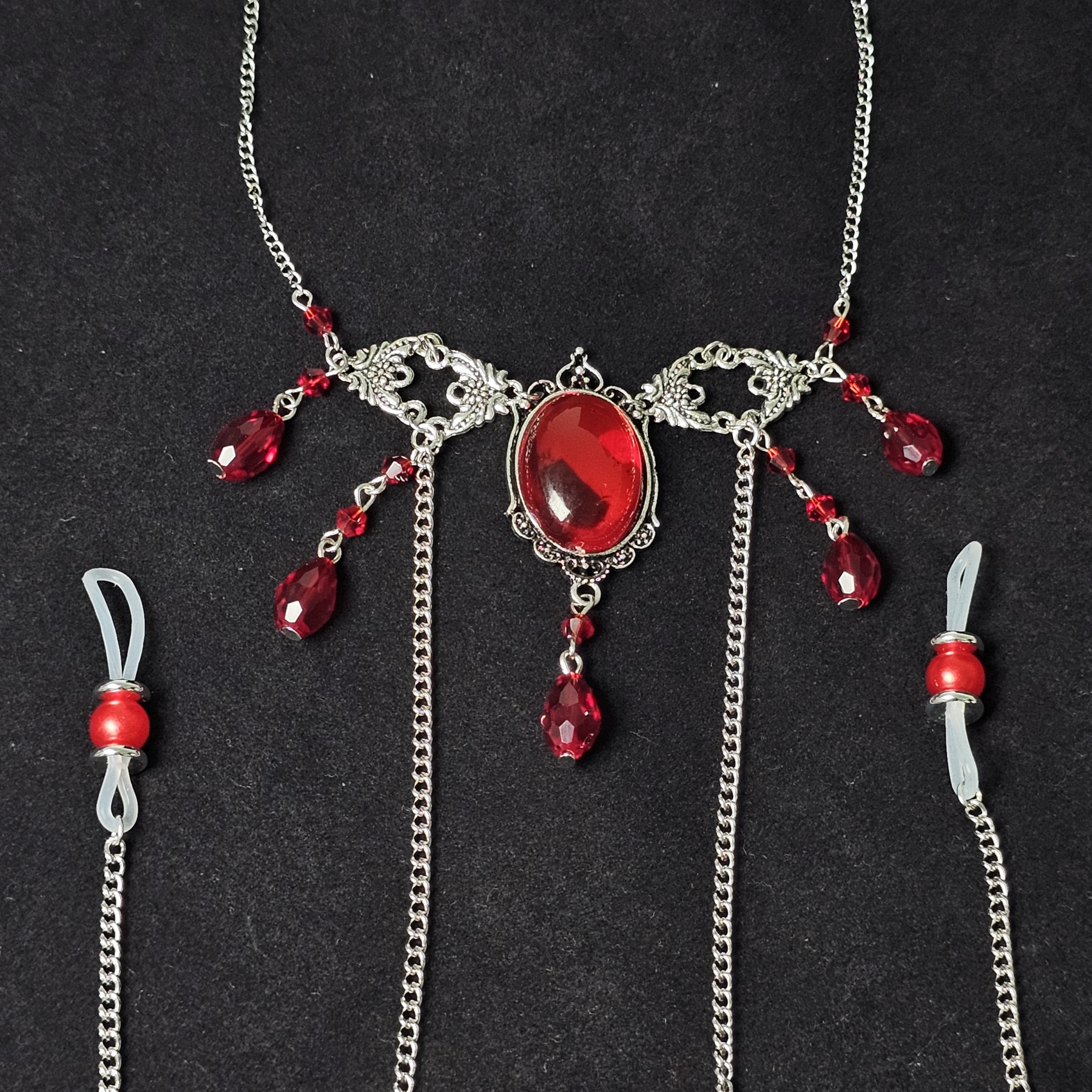 Sexy ruby ​​nipple chain