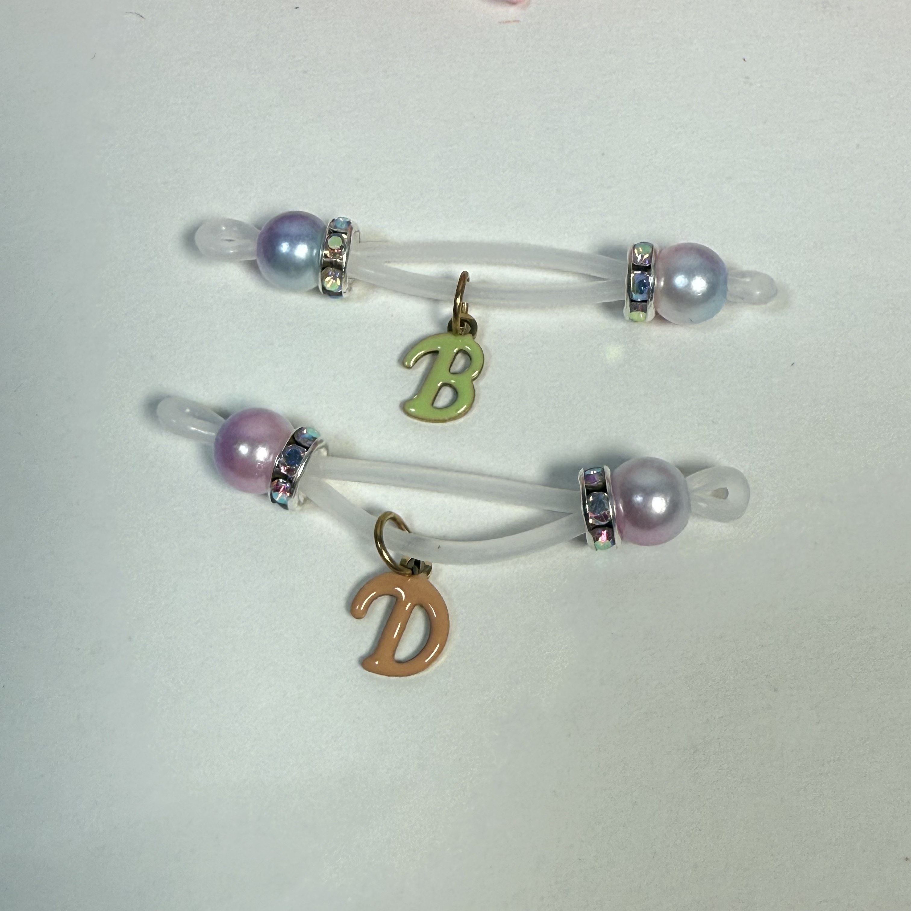 Adjustable pearl nipple decoration - custom colored letters