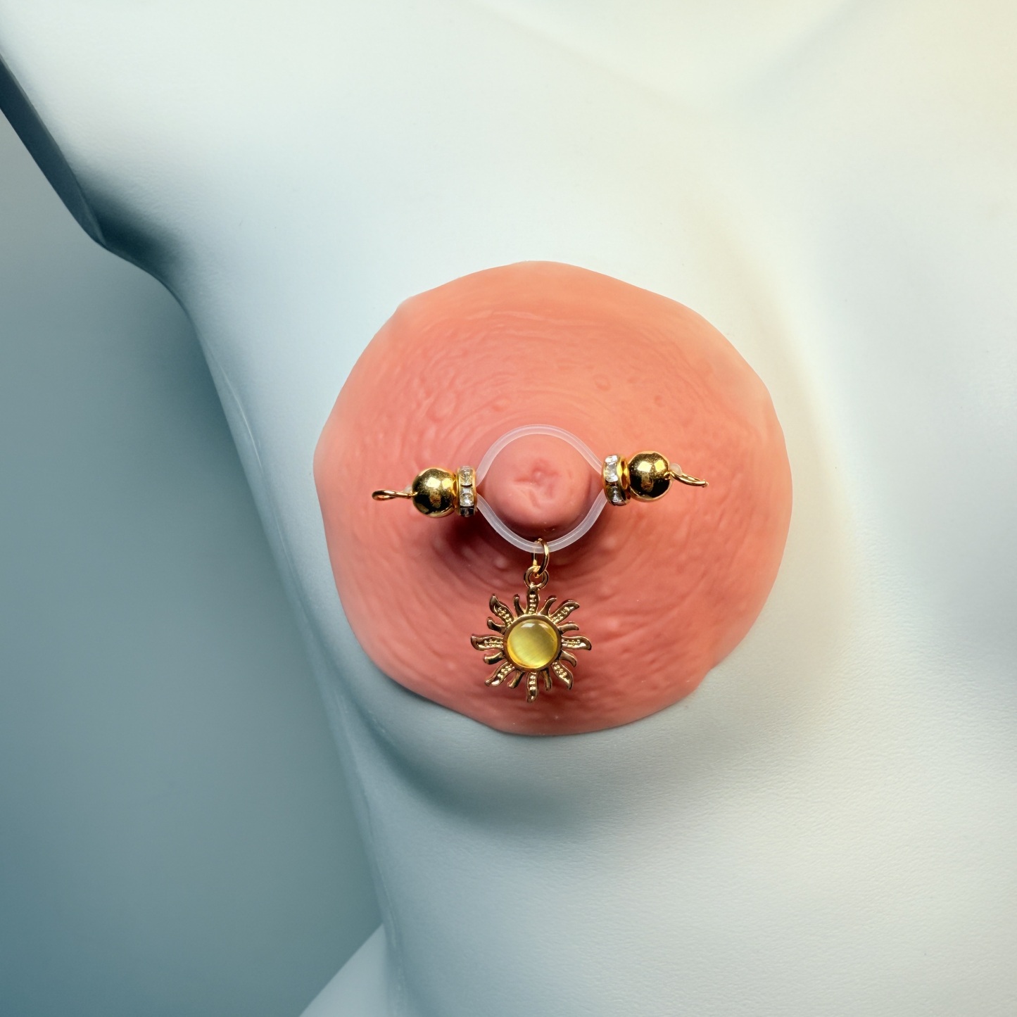 Hole-free pearl false nipple decoration - Sunflower