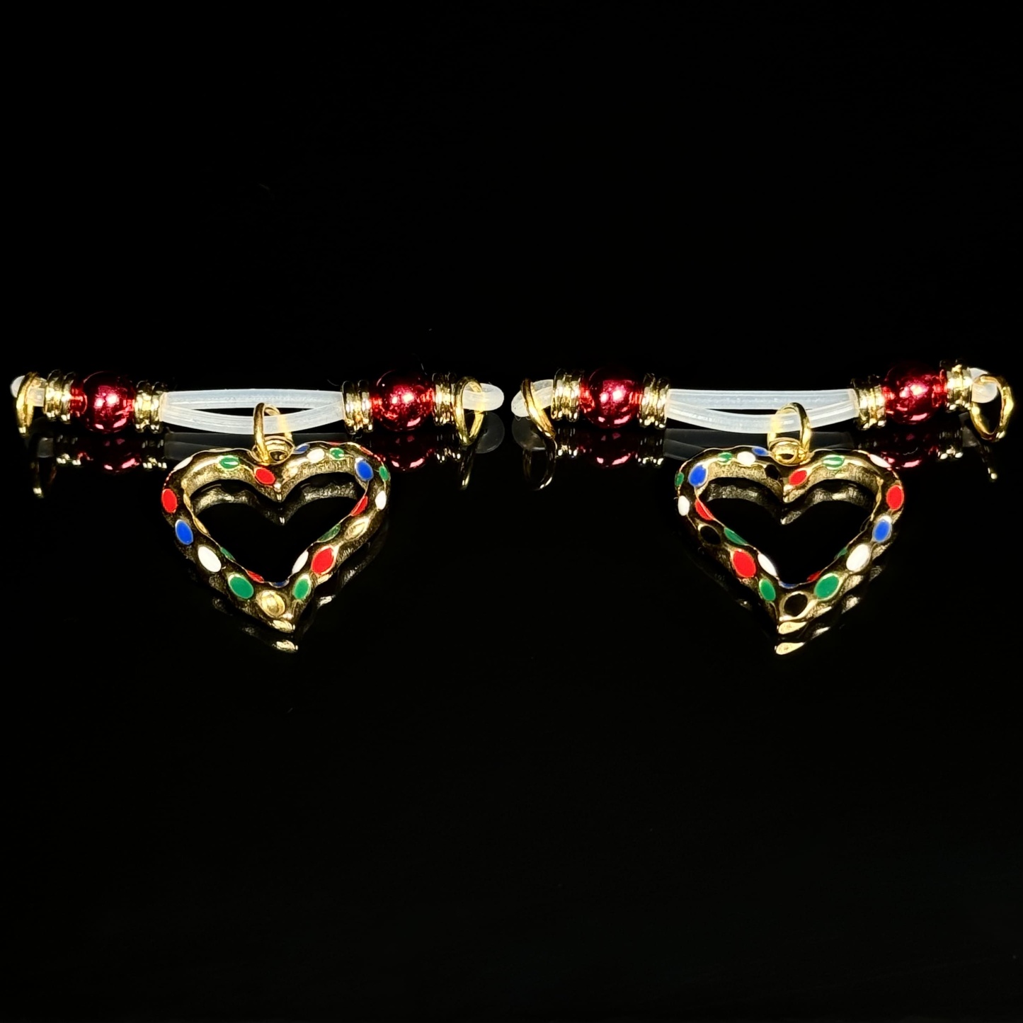 Holiday Bead Heart Clamps