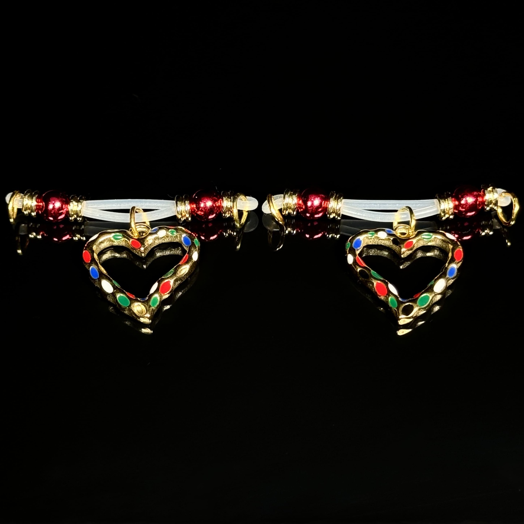 Holiday Bead Heart Clamps