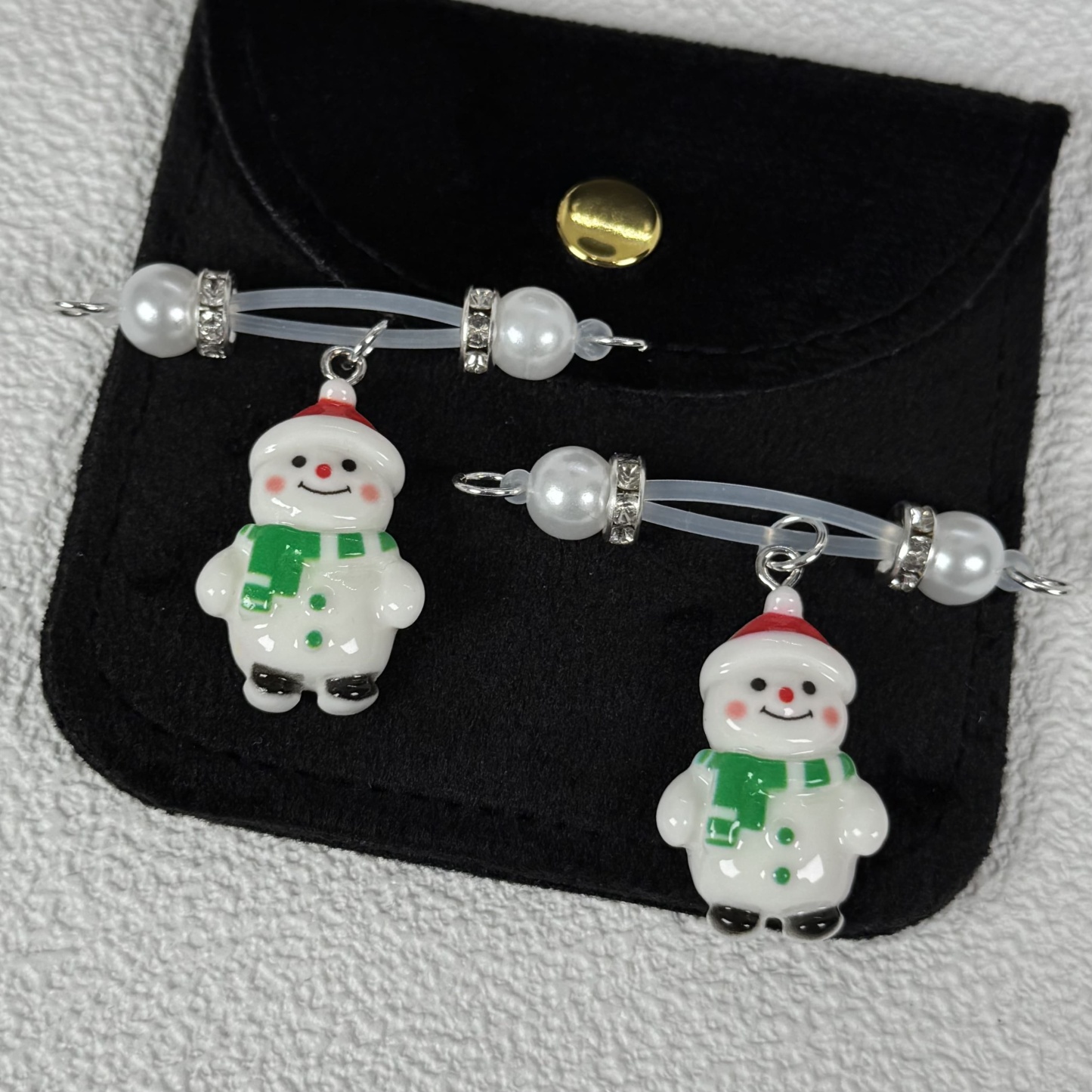 Glacial Blue Snowman Charm Clamps
