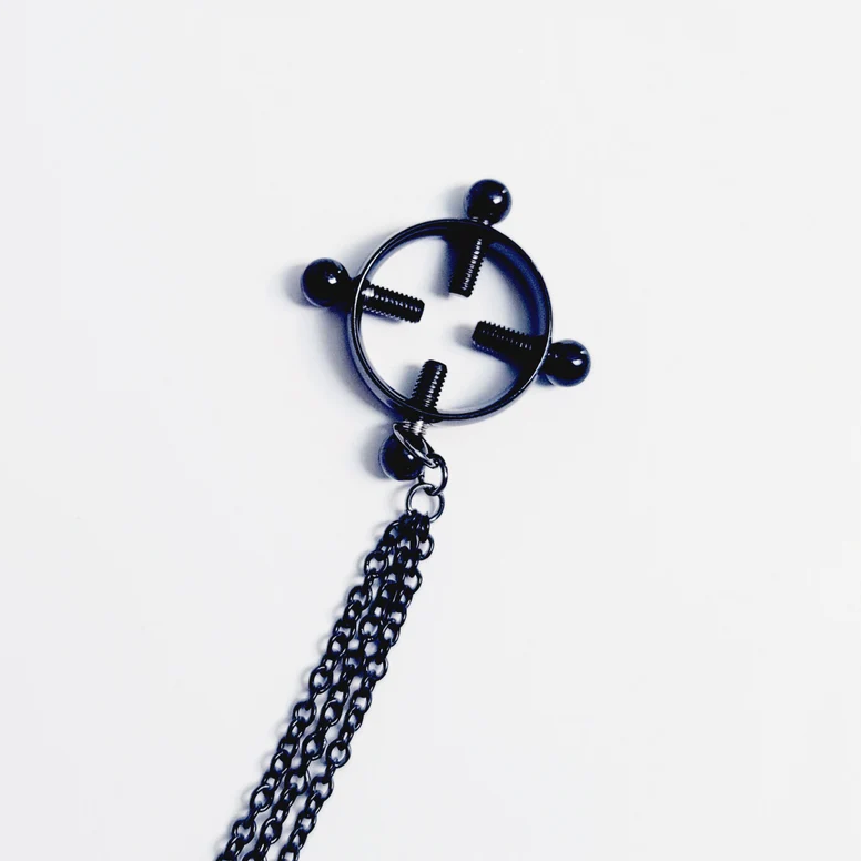 Circle Black Chain Nipple Clamps  