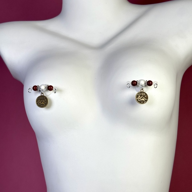 Vintage-style zodiac pendant nipple ring