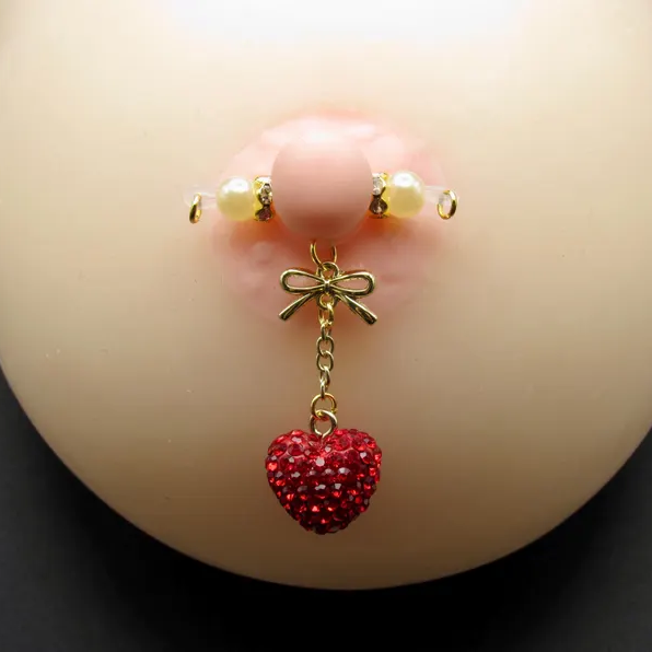 Bow Heart Fake Nipple Piercings