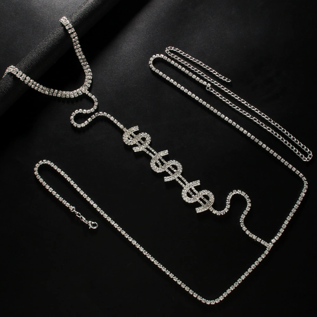 Sexy letter-design chest chain
