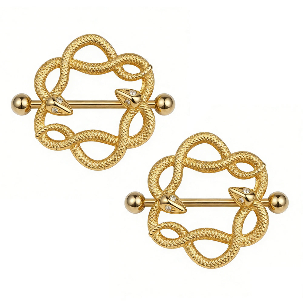 Gothic-Style Double-Serpent Nipple Shield