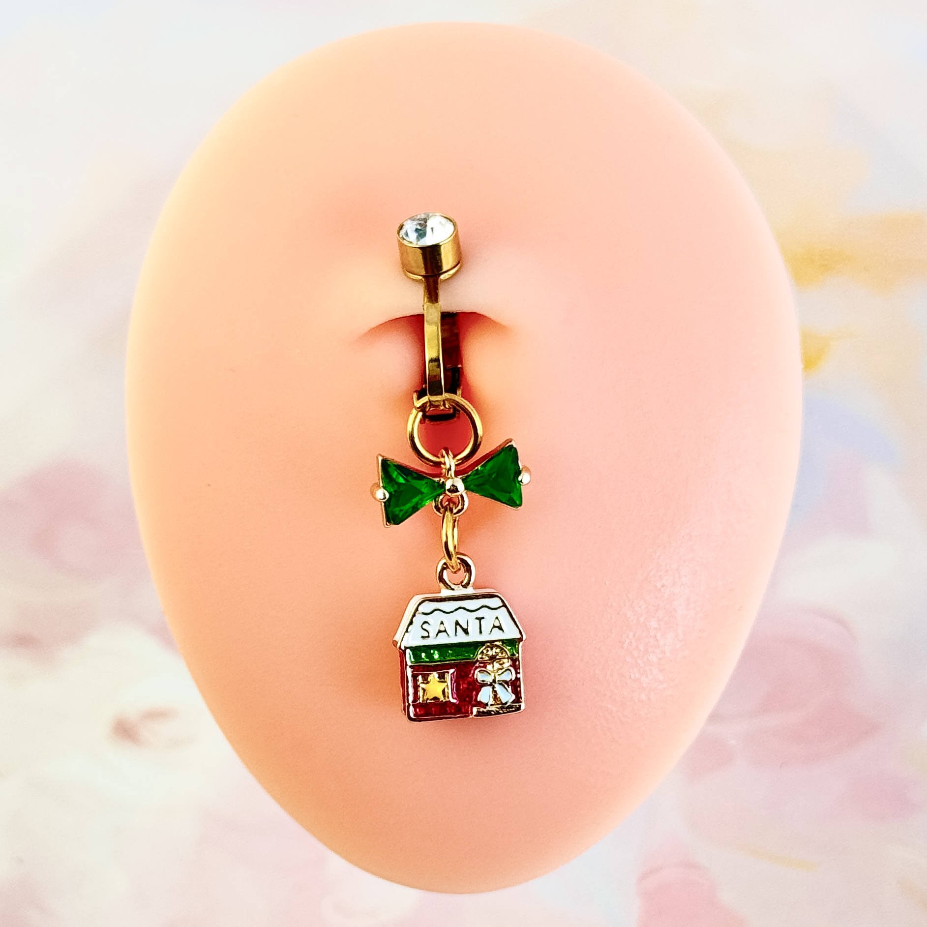 Christmas Cottage Adjustable Navel Clip