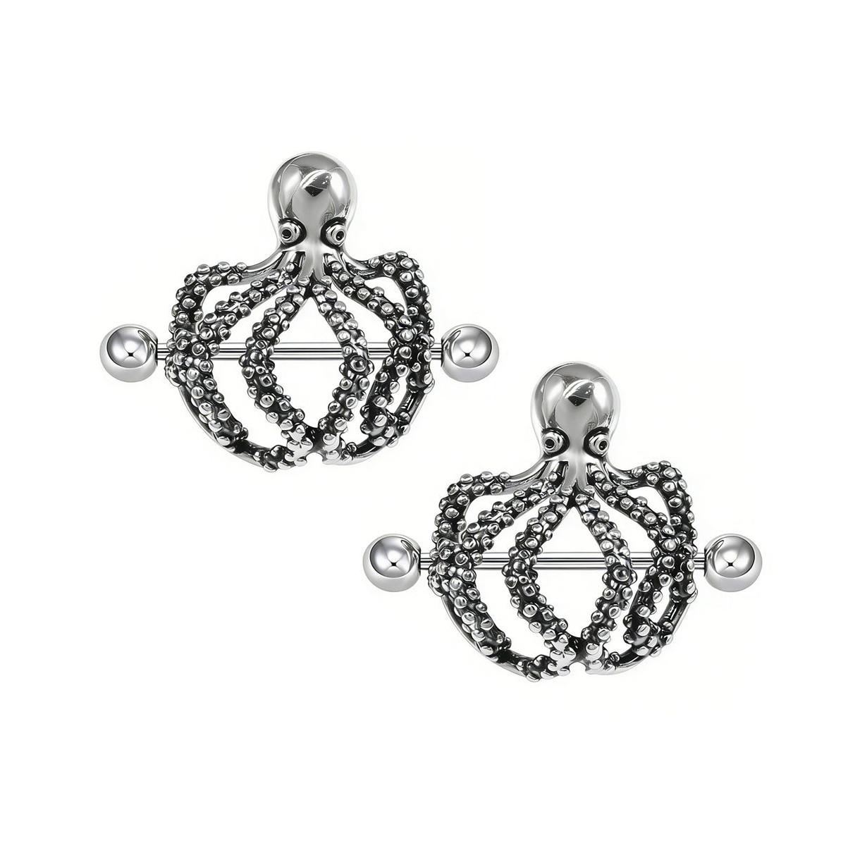 Gothic-Style Octopus Tentacle Nipple Ring Piercing Jewelry