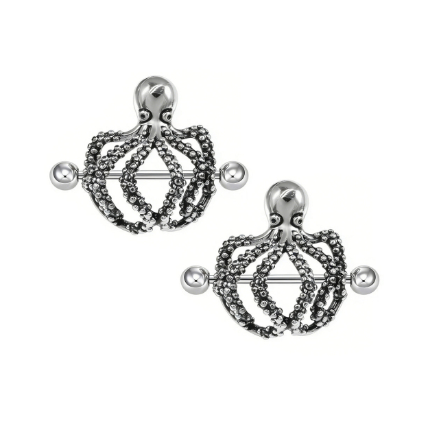 Gothic-Style Octopus Tentacle Nipple Ring Piercing Jewelry