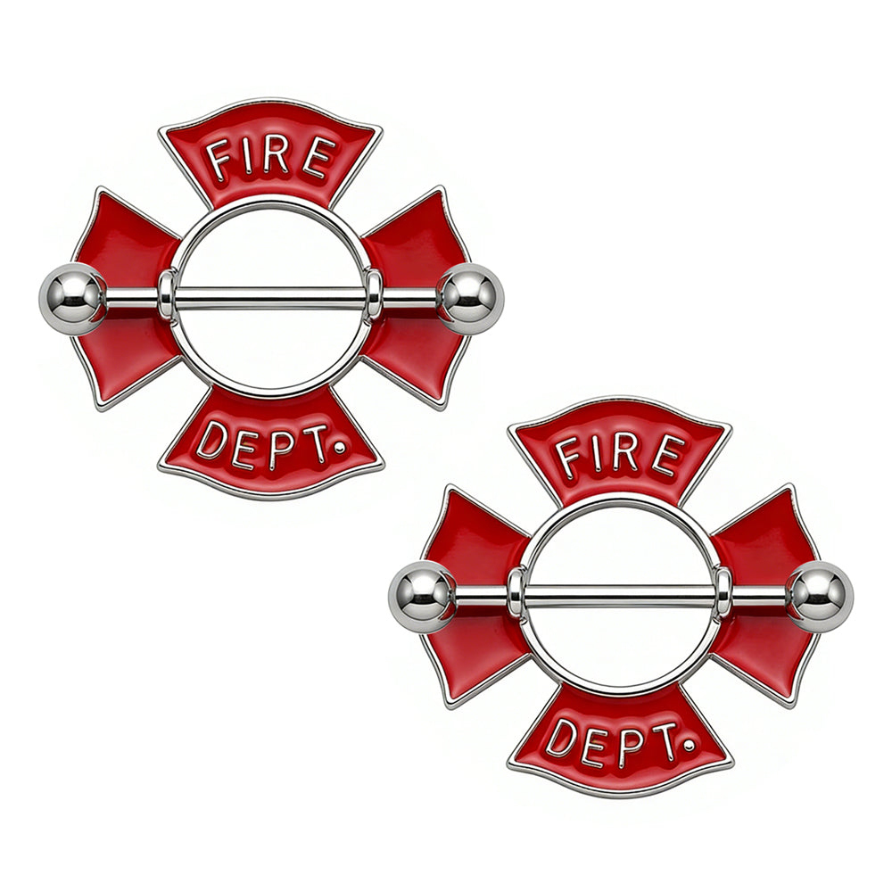 Fire Department Maltese Cross Nipple Ring Piercing Jewelry