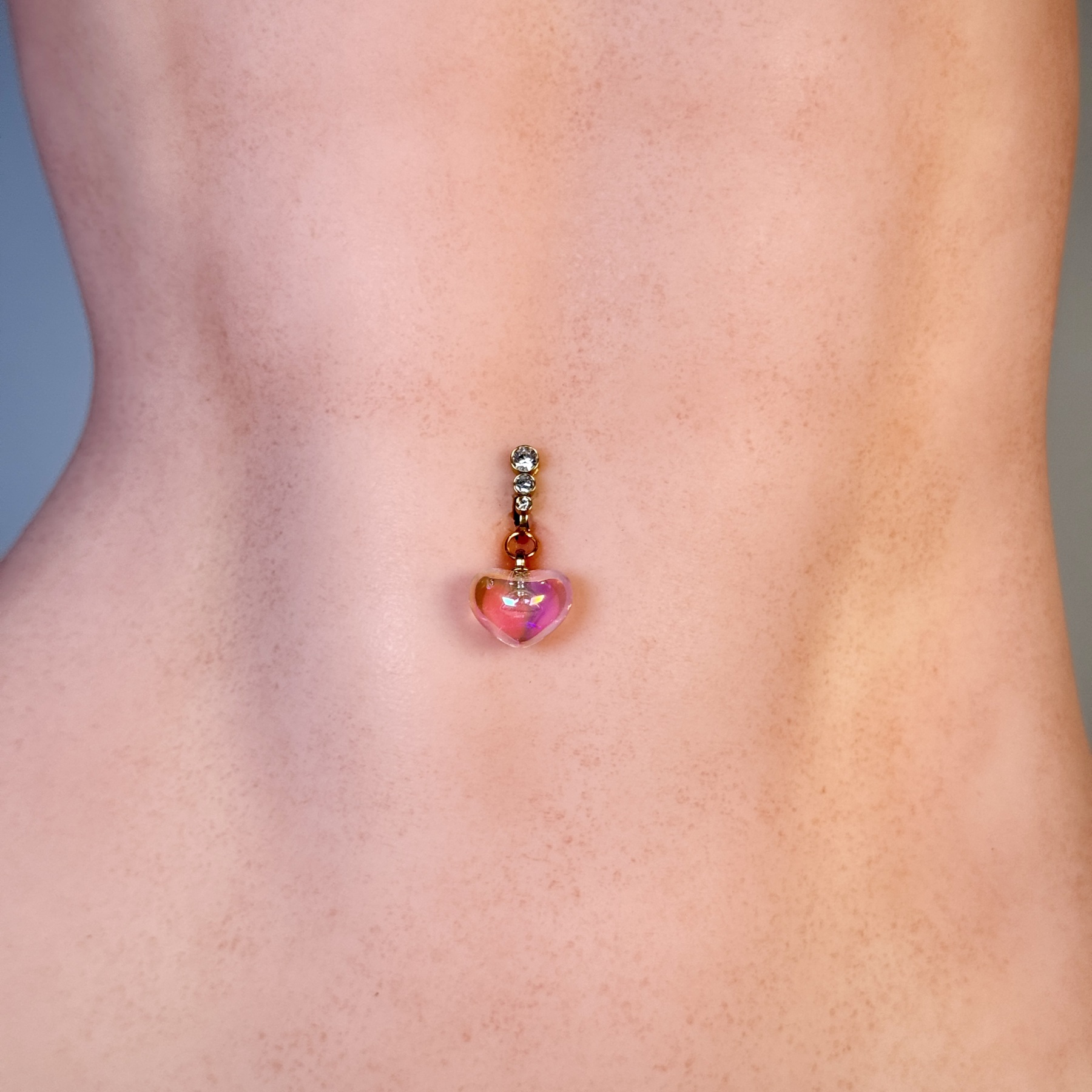 Crystal Heart Glow Faux Navel Ring