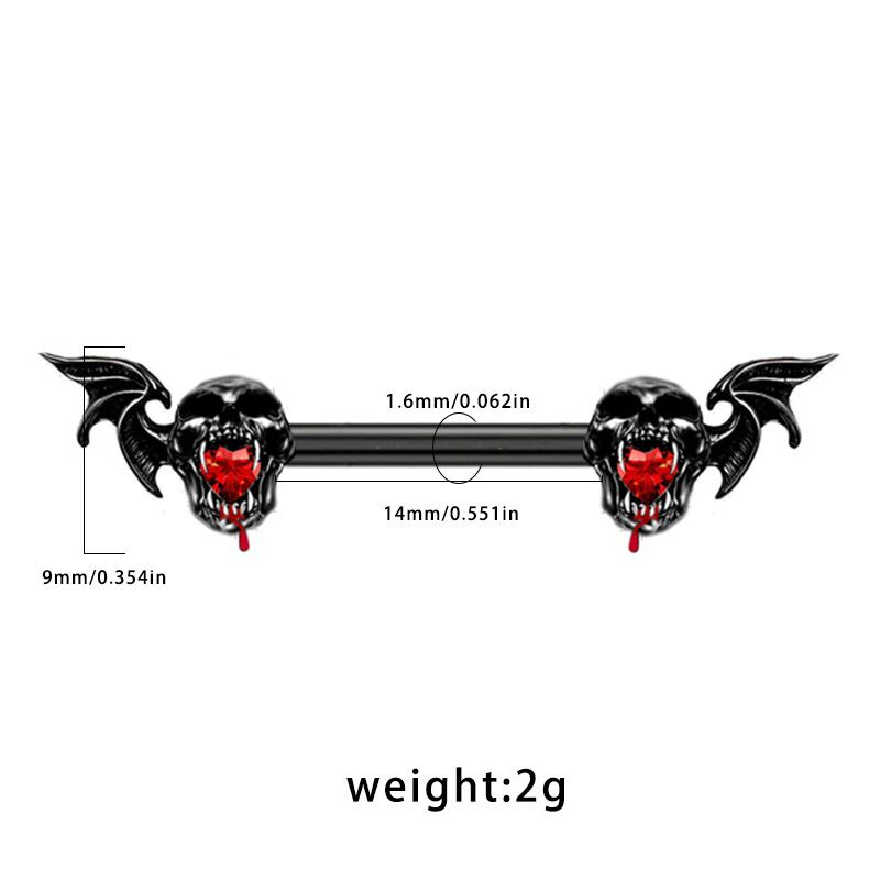Gothic Bat Skull Nipple Ring