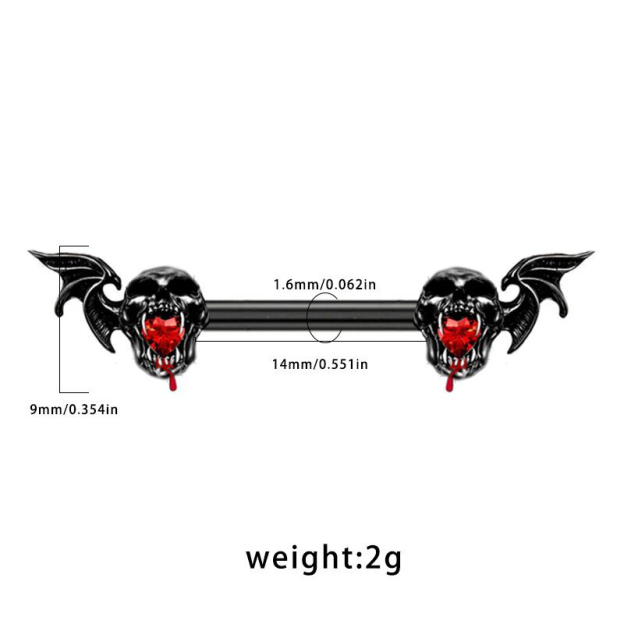 Gothic Bat Skull Nipple Ring
