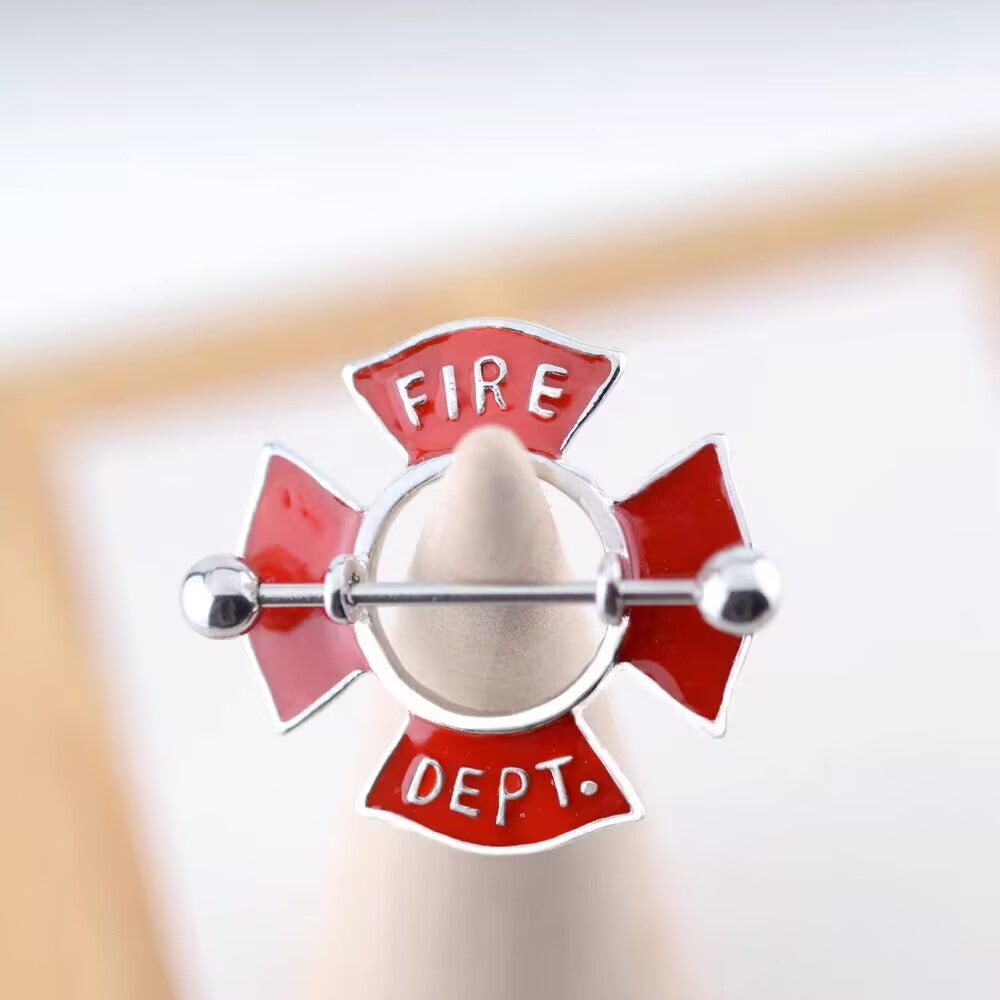 Fire Department Maltese Cross Nipple Ring Piercing Jewelry