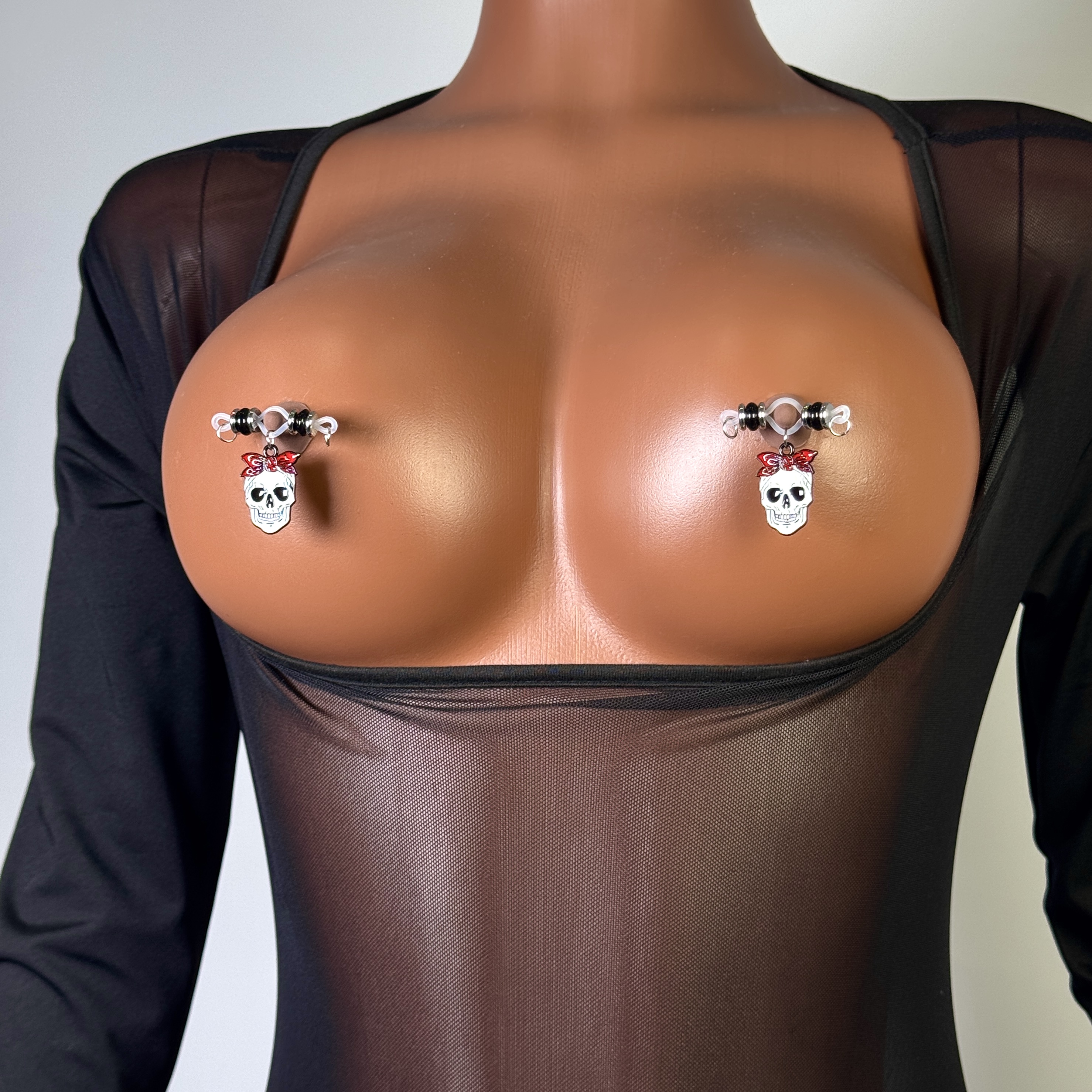 Skull Bow No-Piercing Nipple Clamps
