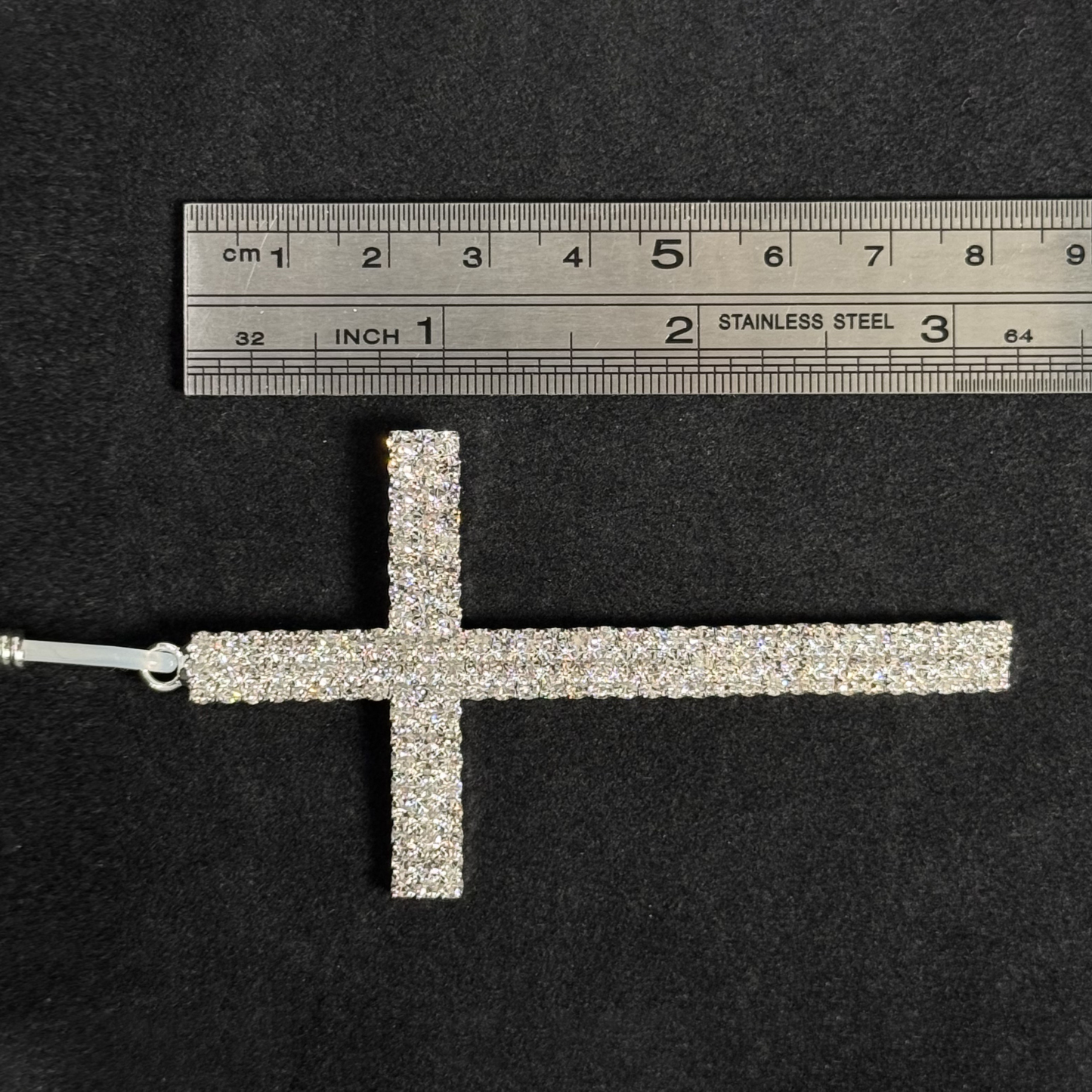 Rhinestone Cross Charm Clip
