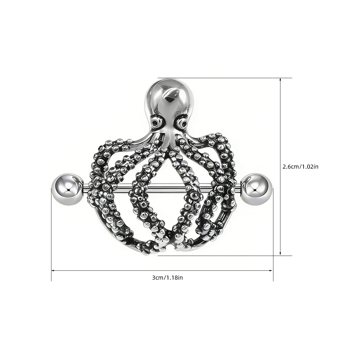 Gothic-Style Octopus Tentacle Nipple Ring Piercing Jewelry