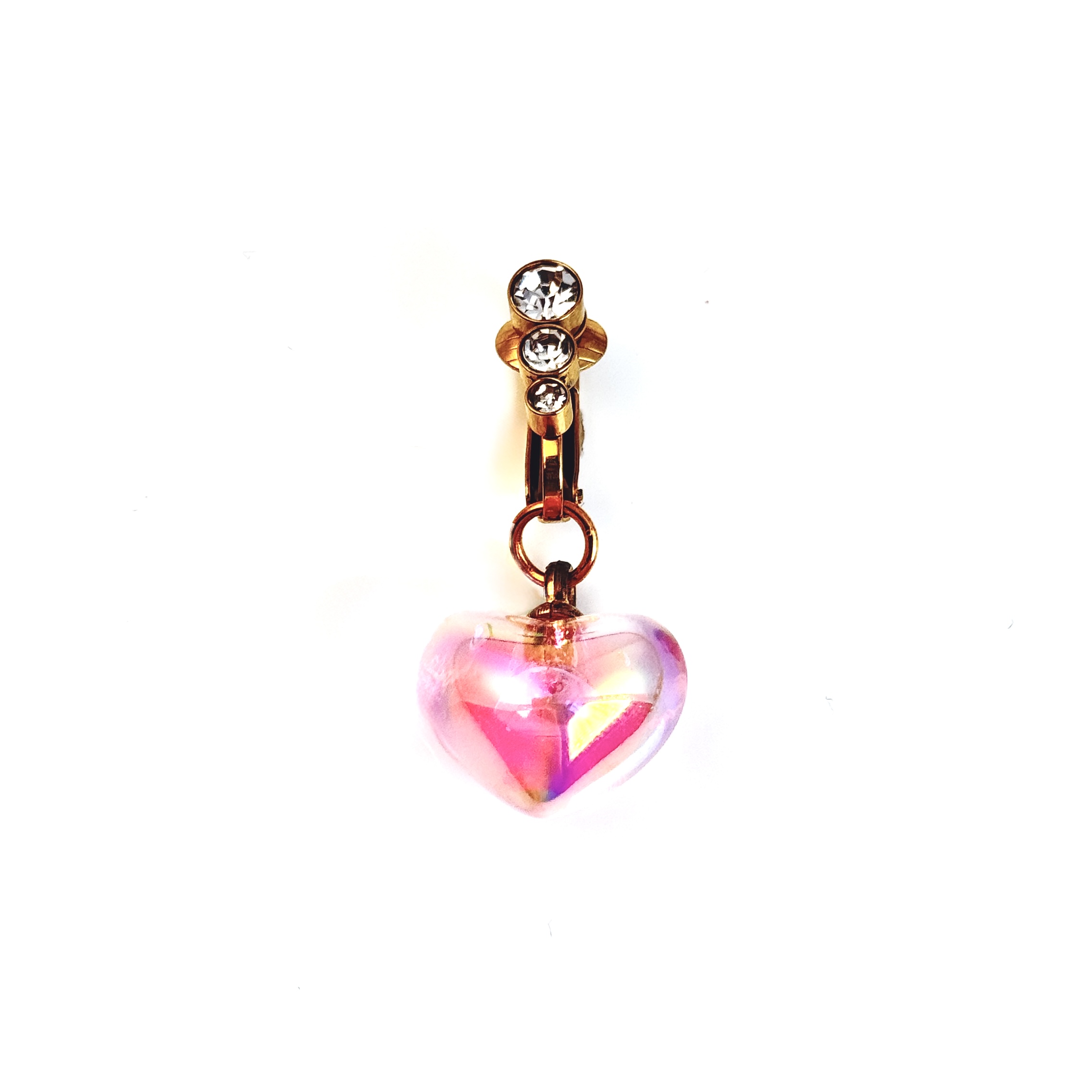 Crystal Heart Glow Faux Navel Ring