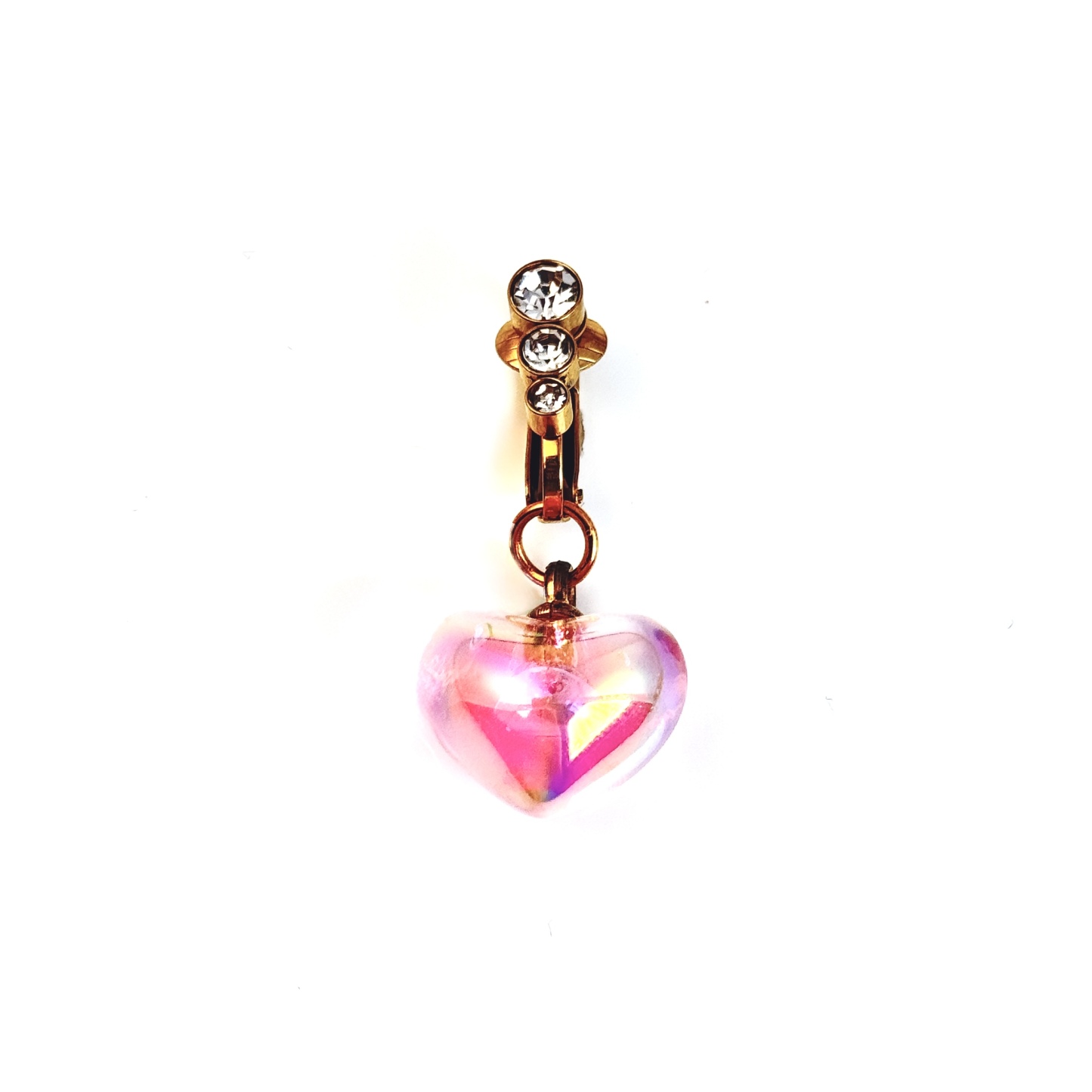 Crystal Heart Glow Faux Navel Ring