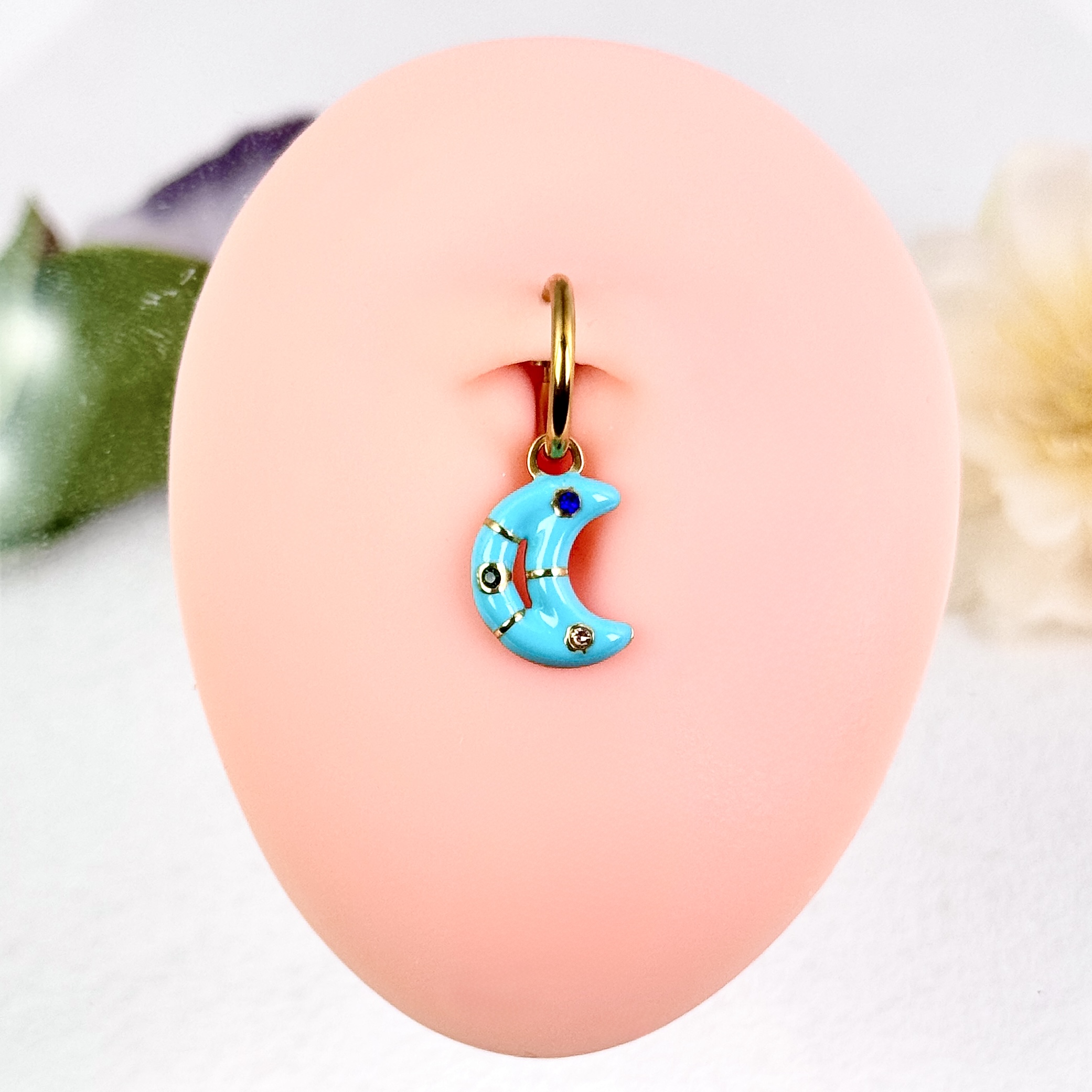 Blue Moon Charm Faux Belly Ring