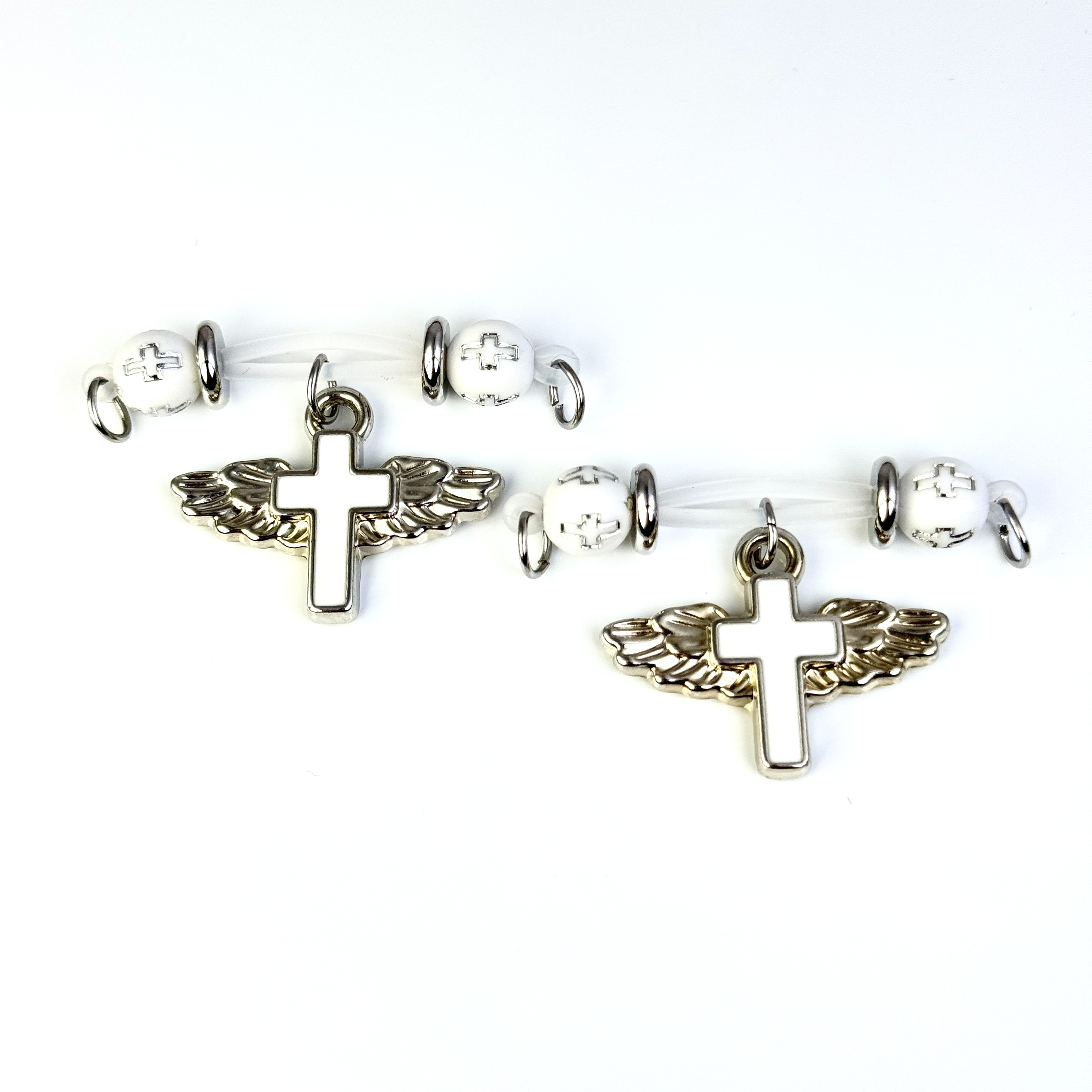 White Angel Wing Cross Non-Piercing Nipple Clamp