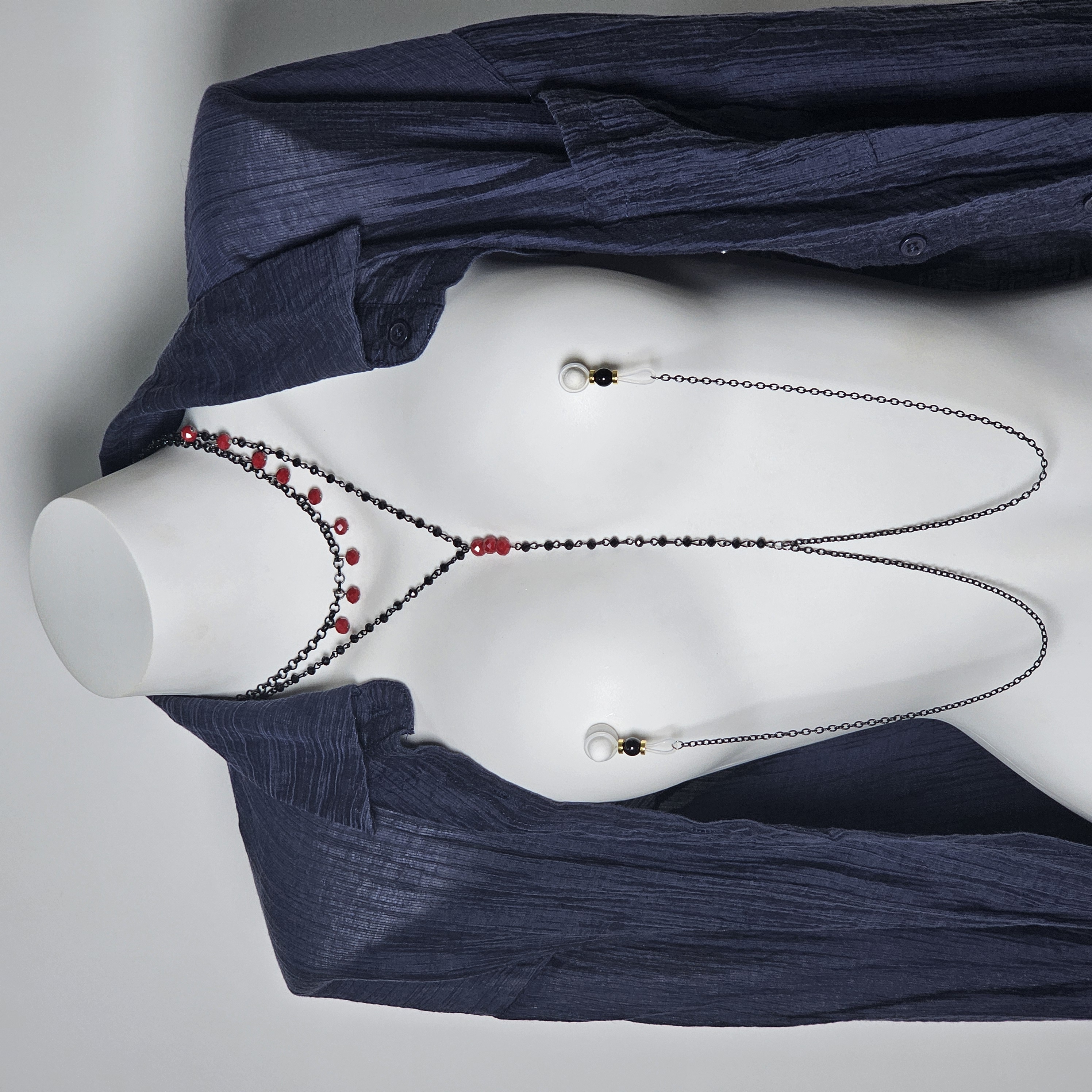 Black Chain Ruby Charm