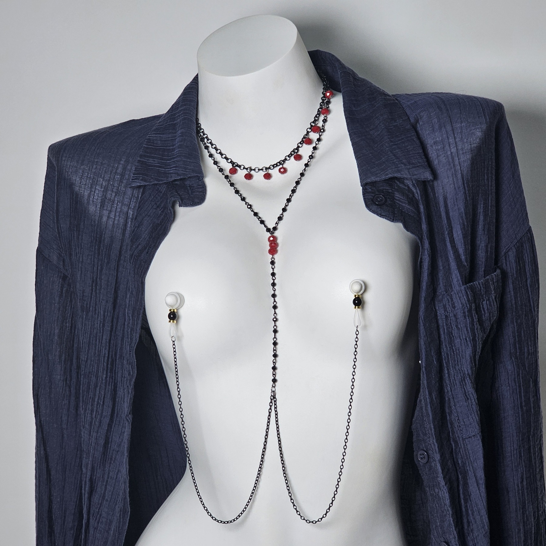 Black Chain Ruby Charm