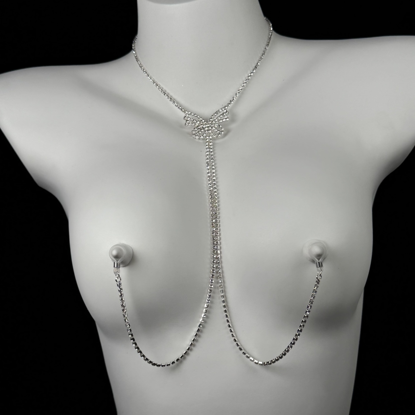 Crystal butterfly nipple chain