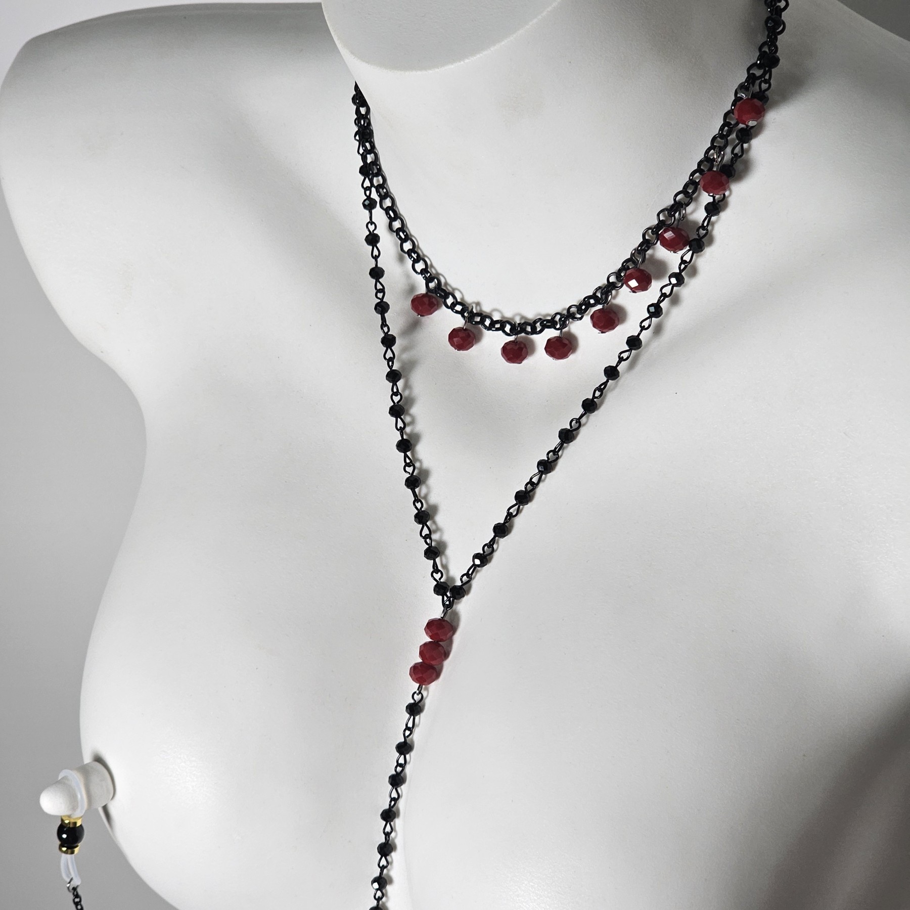 Black Chain Ruby Charm