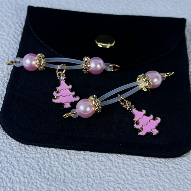 Pink Xmas Tree Bead Clip