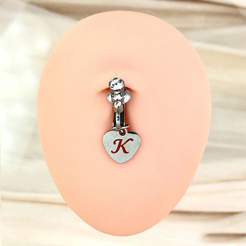 Customizable Initial Heart Faux Navel Ring