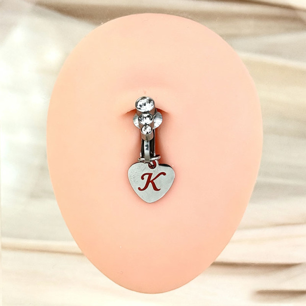 Customizable Initial Heart Faux Navel Ring