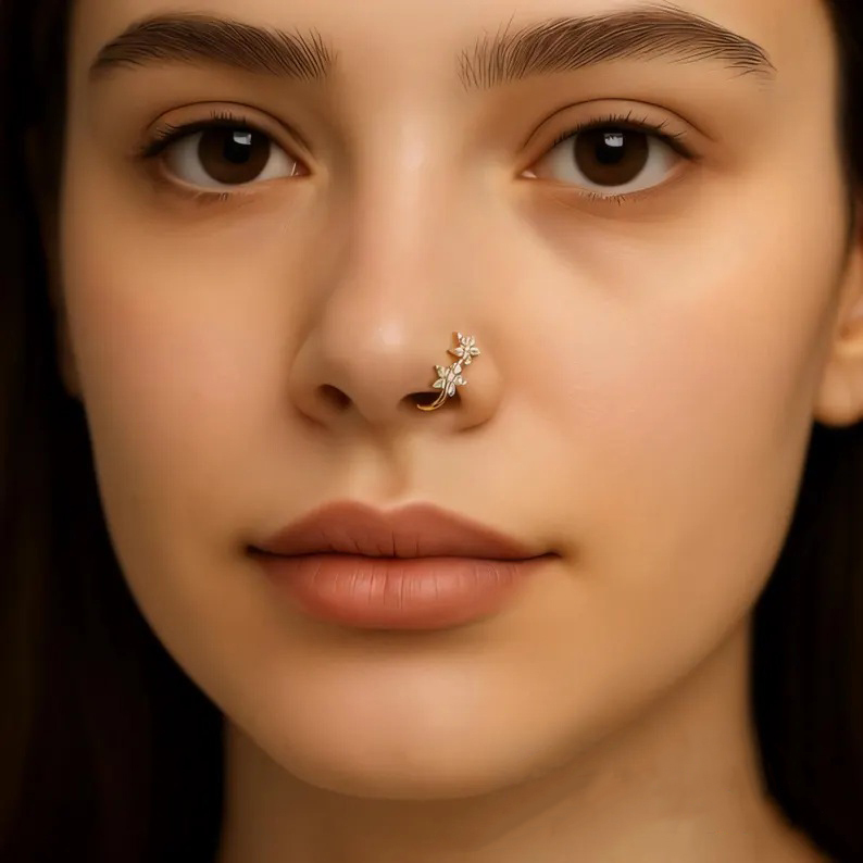 Crystal Flower Nose Ring