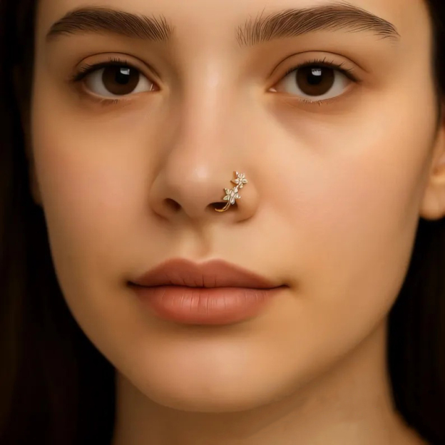 Crystal Flower Nose Ring