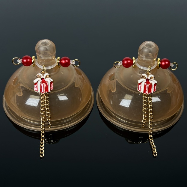 Gilded Gift Box Red Pearl Charm