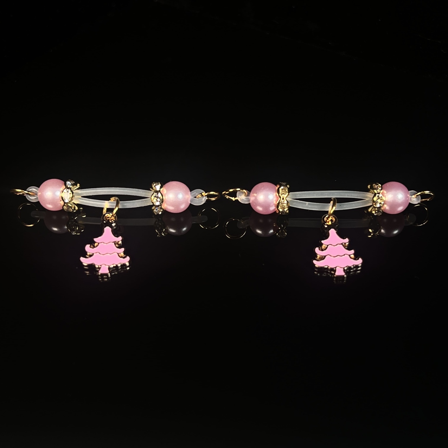 Pink Xmas Tree Bead Clip