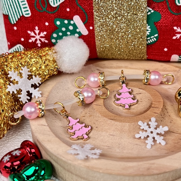 Pink Xmas Tree Bead Clip