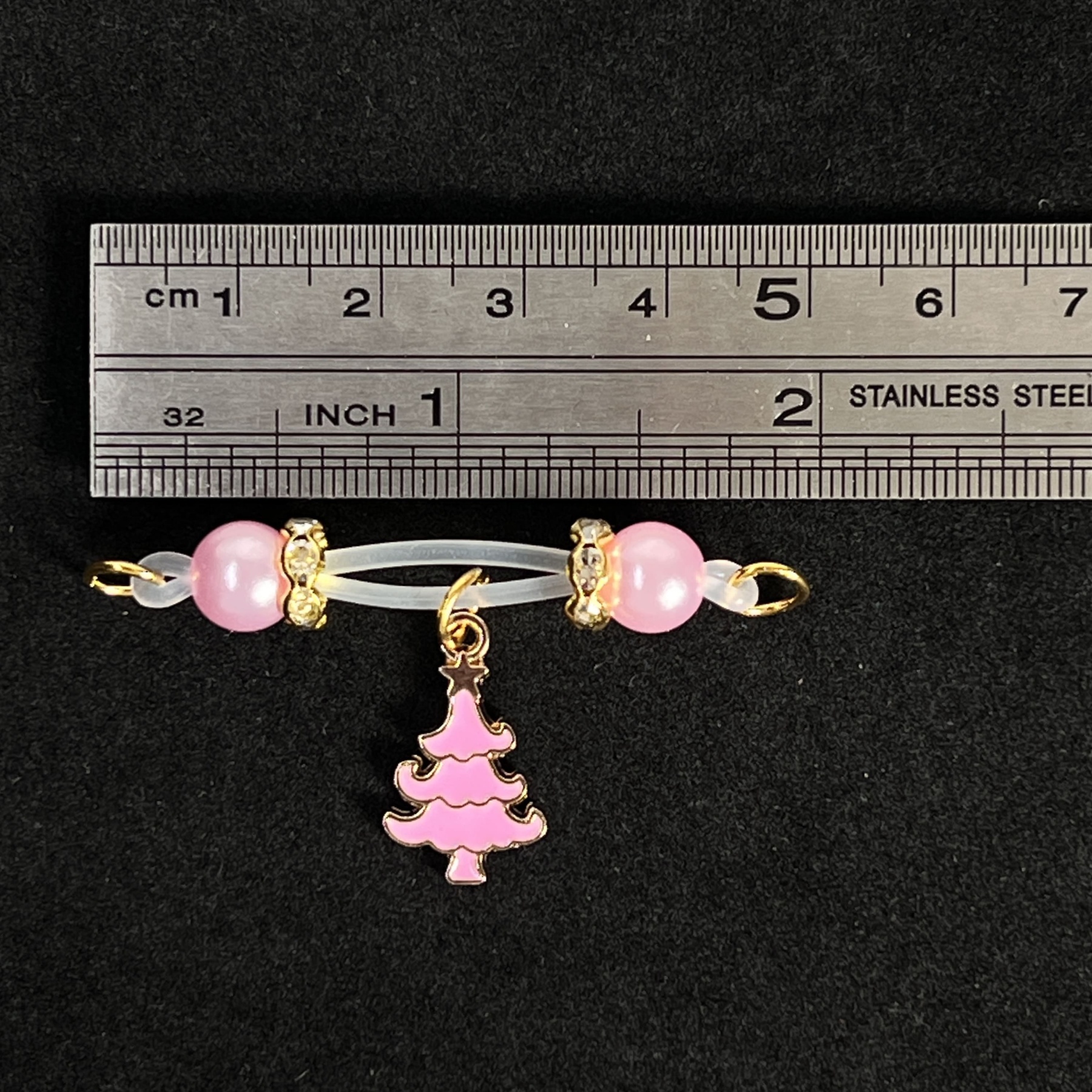 Pink Xmas Tree Bead Clip