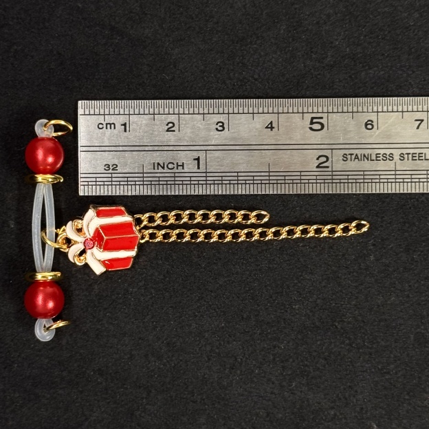 Gilded Gift Box Red Pearl Charm