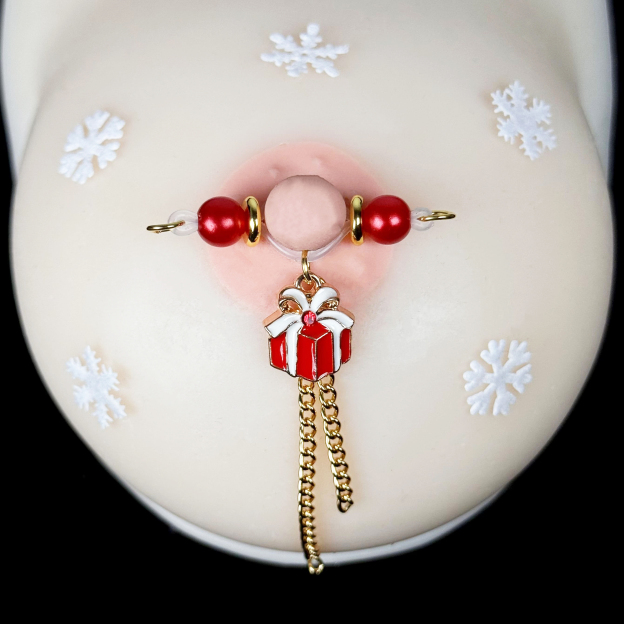Gilded Gift Box Red Pearl Charm