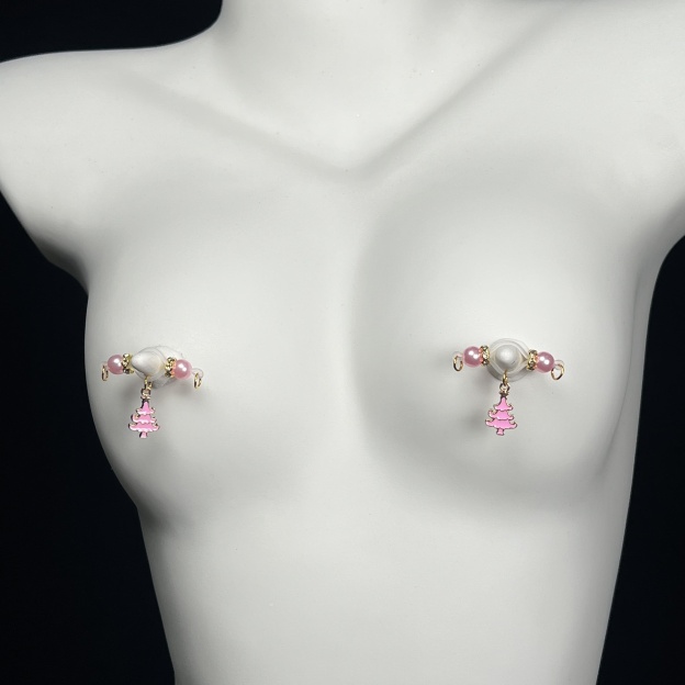 Pink Xmas Tree Bead Clip