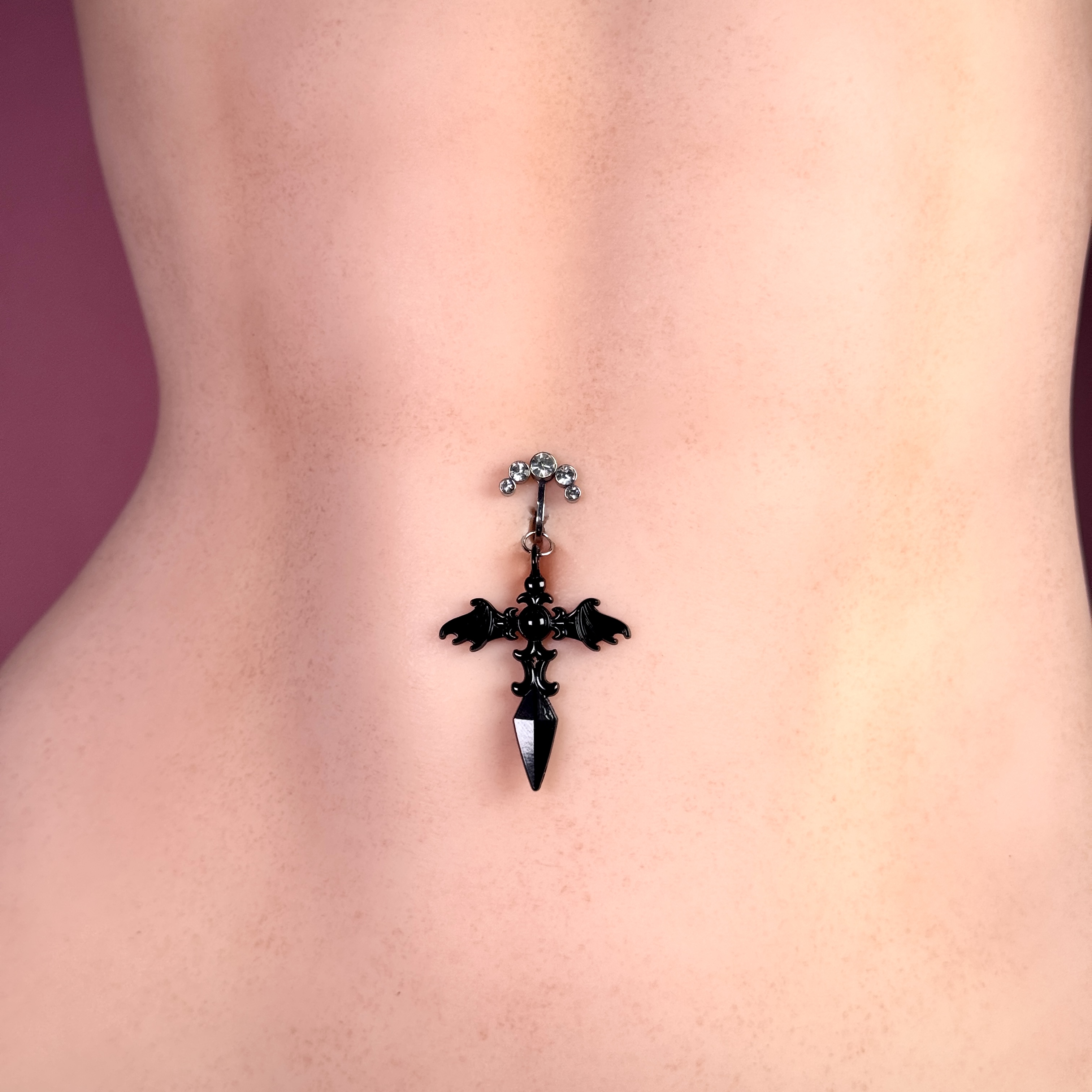 Black Bat Wing Faux Navel Ring