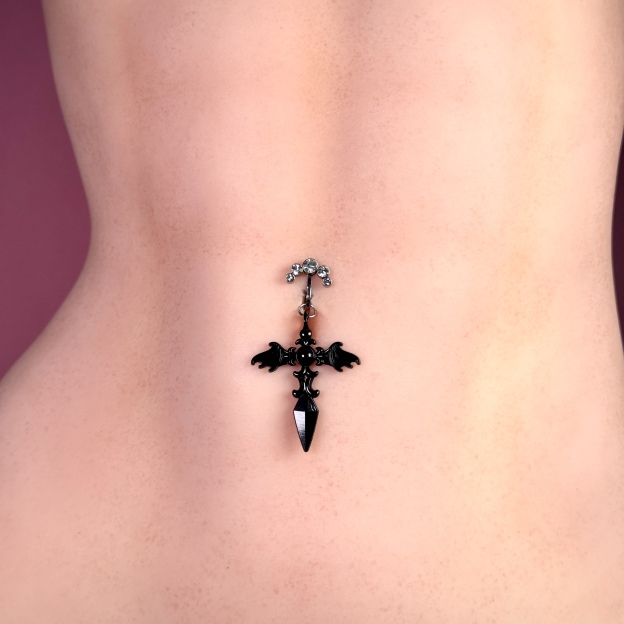 Black Bat Wing Faux Navel Ring