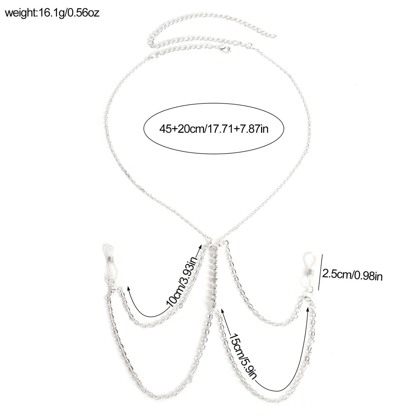 Rhinestone body chain and nipple chain