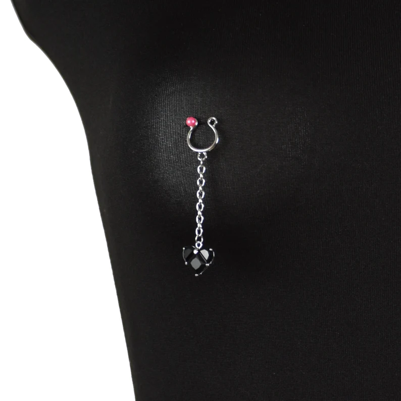 Fake nipples rings with heart