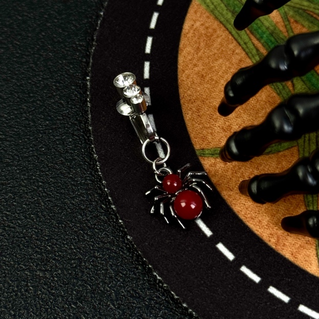Crimson Spider Halloween Belly Ring