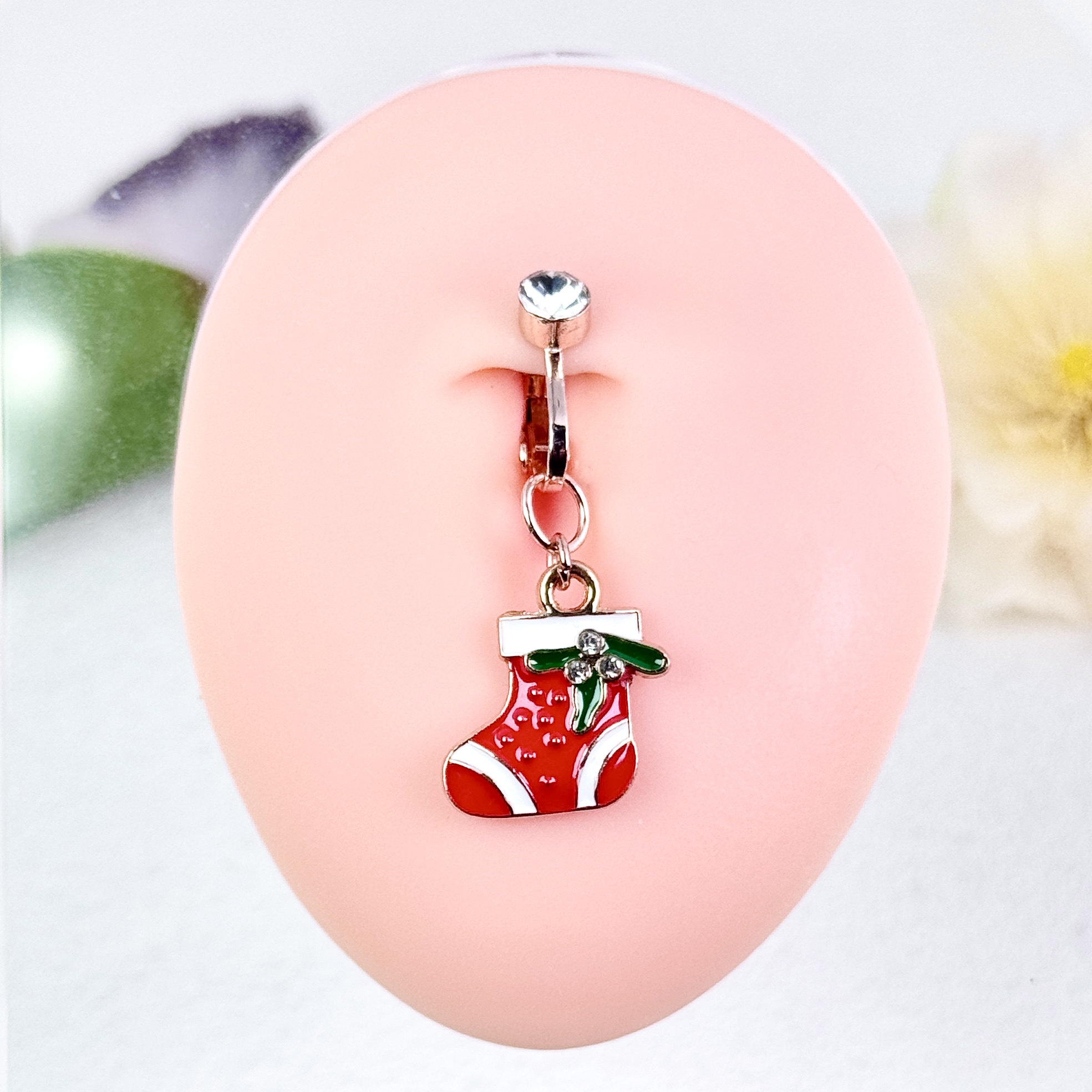 Christmas Stocking Faux Belly Button Ring